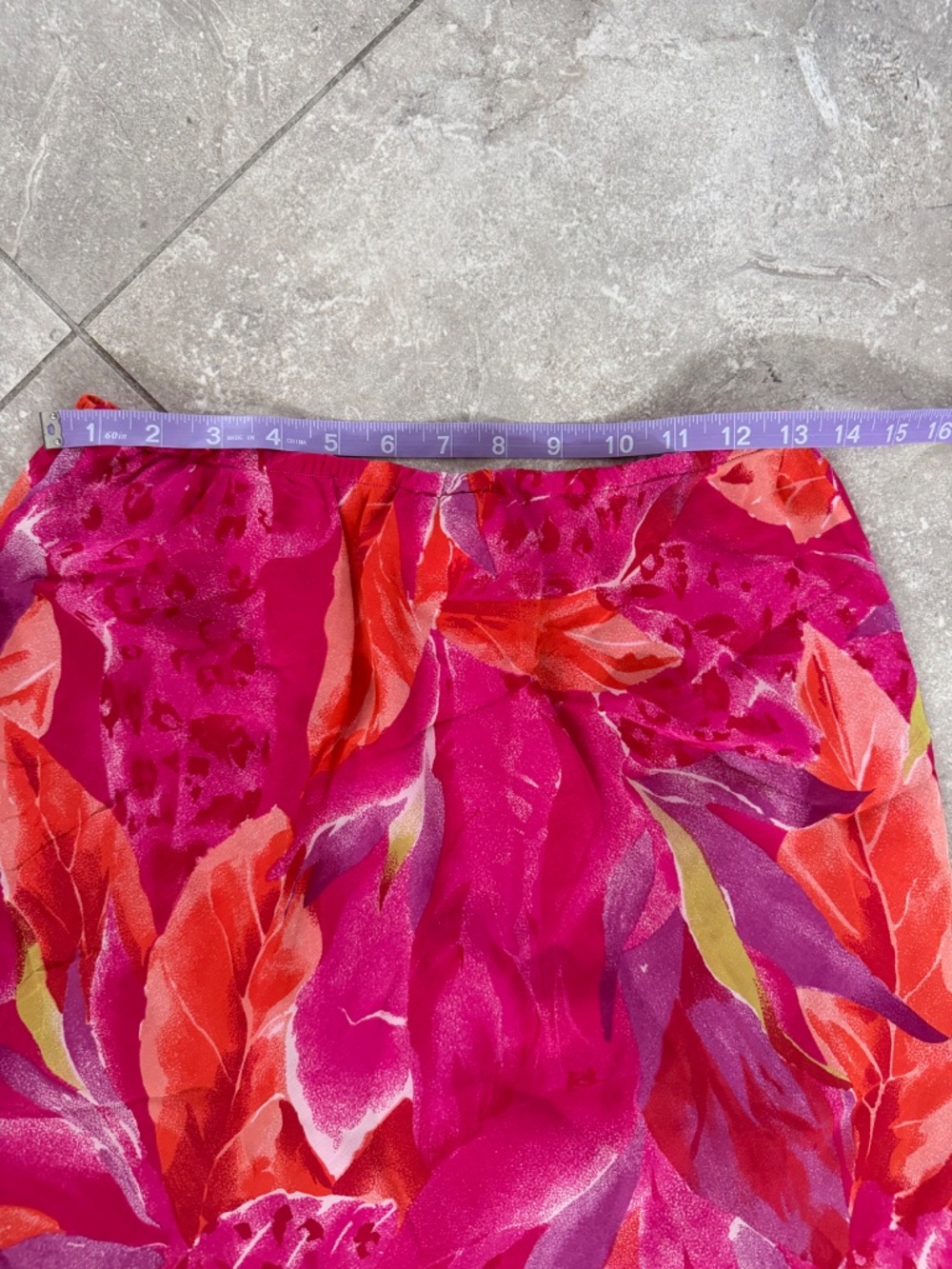 STUNNING Vintage Tess 100% Silk Floral Midi Skirt Bright Pink & Orange Sz Medium - Picture 6 of 7